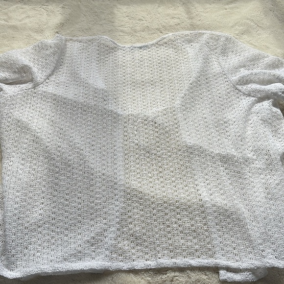 Penningtons White Open Knit Short Sleeve Cardigan | Lightweight Tie Front Lay XL - Picture 5 of 7